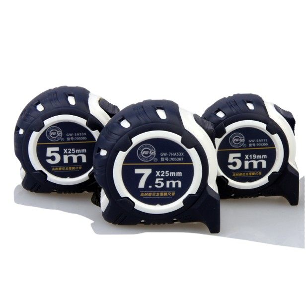 长城精工尼龙覆膜钢卷尺高耐磨精度防水包胶防摔3米5米7.5米盒尺