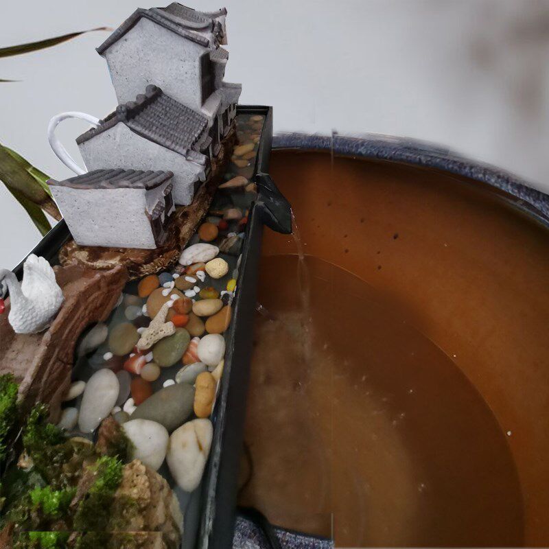 鱼缸过滤循环流水摆件陶瓷流水板假山水景花园庭石槽假山盘景摆件