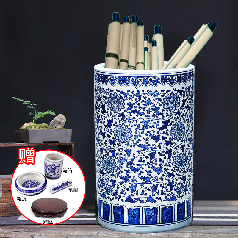 景德镇陶瓷器箭筒卷轴缸书画缸直筒字创意大收纳桶放画的缸字画缸