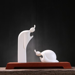 新中式禅意德化白瓷桌面小摆件创意人物书房送老师的礼物毕业礼品