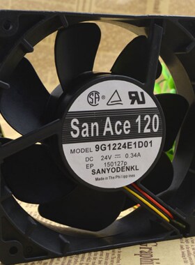 原装三洋SAN ACE 120 9G1224E1D01 24V 0.34A 3线 变频器风扇