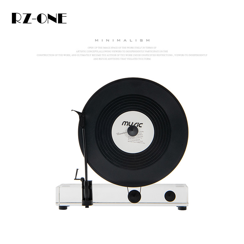 Rzone 现代轻奢透明水晶音箱碟片创意家居软装饰品样板房会所摆件