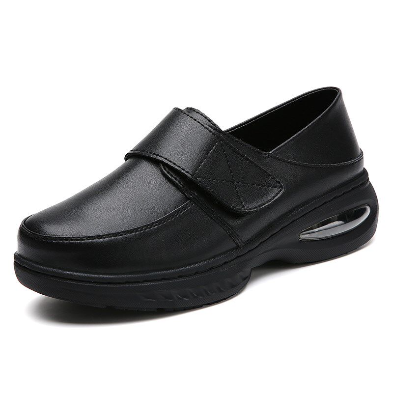 气垫护士鞋女秋冬真皮软底透气不累脚黑色防滑防臭医护舒适工作鞋