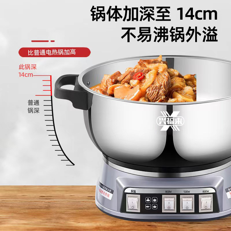 淄博电锅多功能料理o锅炒菜家用电煮锅自动断电煎炒蒸煮一体锅