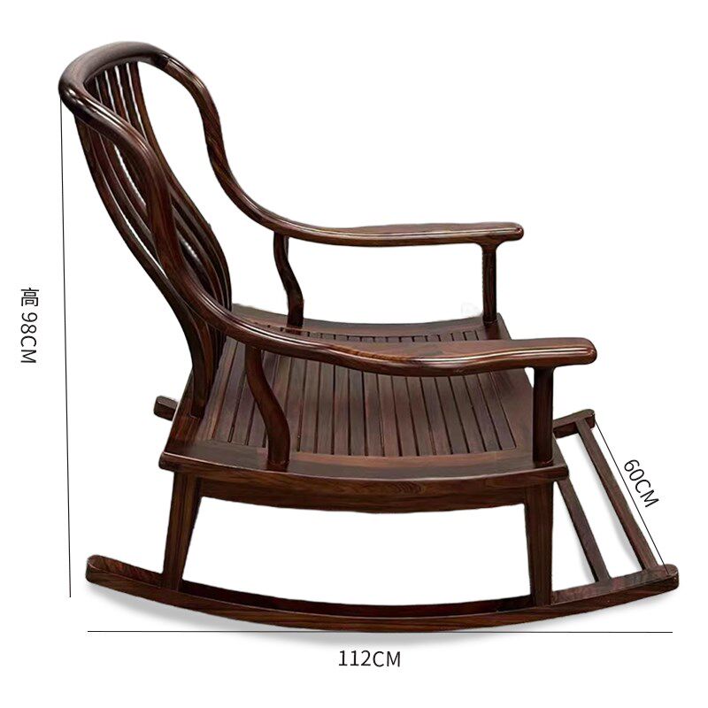 新中式乌金木摇摇椅懒人沙发躺椅实木家用阳台Q户外休闲全实木摇