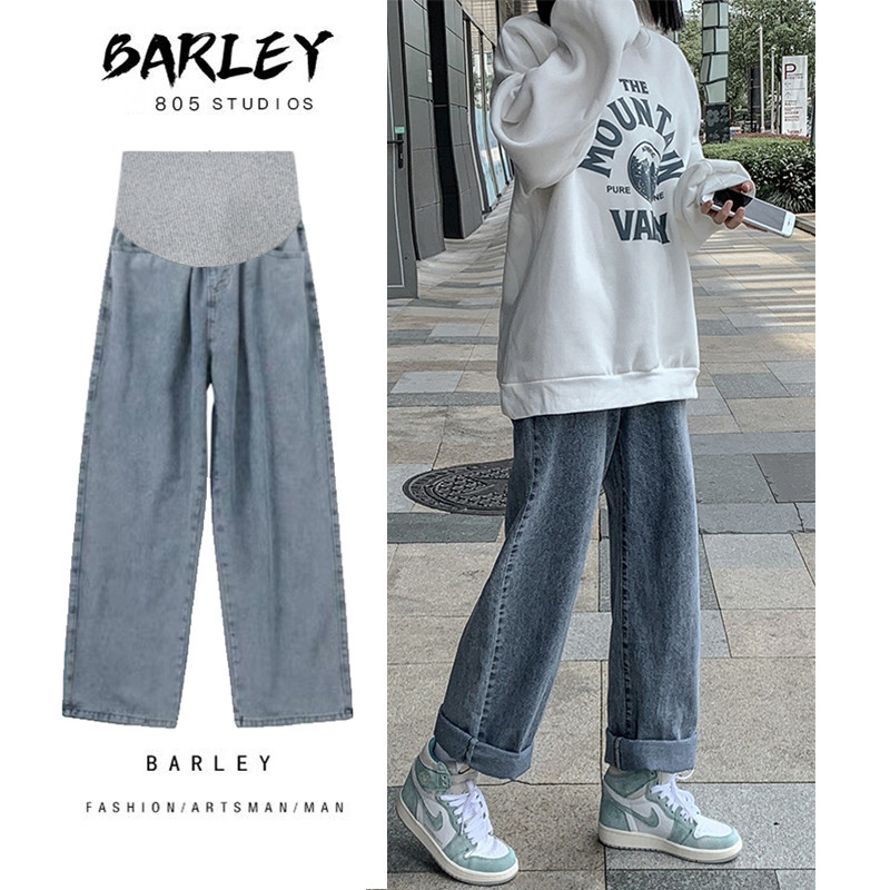 孕妇裤子夏款外穿牛仔阔腿裤孕早期夏季大码打底休闲直筒裤女夏装