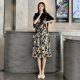 辣妈夏天外出时尚 个性 碎花雪纺裙潮 新款 孕妇假两件连衣裙2023夏装