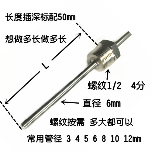 铠装铂热电阻WZPK-231锅炉管线固定螺纹测温探头进口PT100芯片
