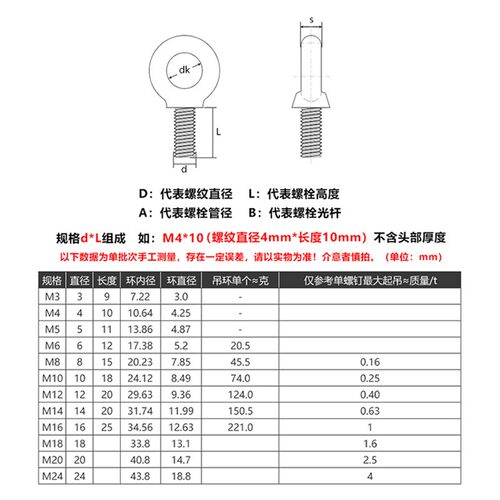 304不锈钢O型吊环螺丝加长吊环螺栓M6M8*x16x20x25x30x35x40x50mm