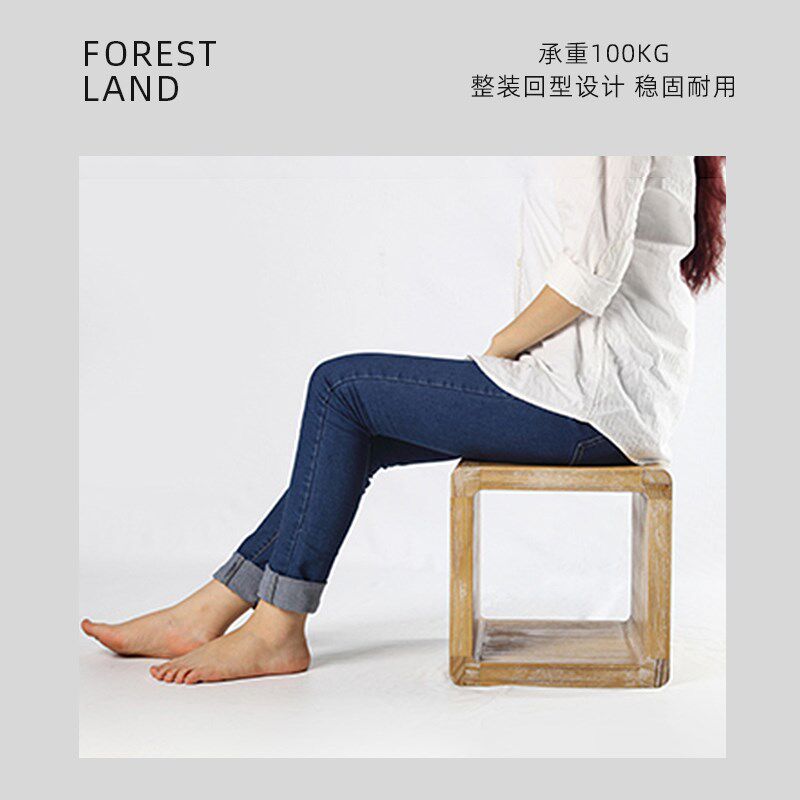 实木日式收纳凳网p红矮凳艺术储物坐凳换鞋小凳子