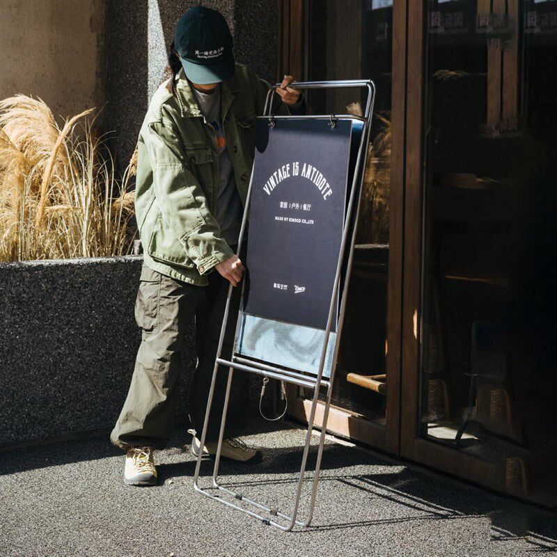 蘑菇空间落地式展示o架店门口广告牌工业风可折叠双面户外展示牌