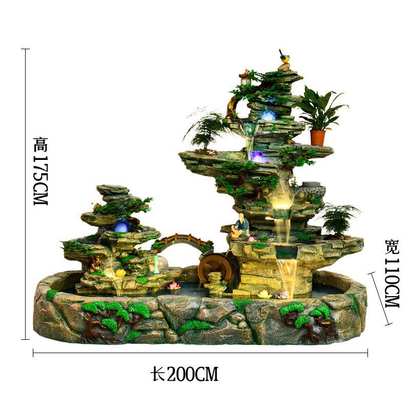 大型假山石喷泉流k水摆件鱼缸客厅别墅落地公司酒吧茶室生财造景