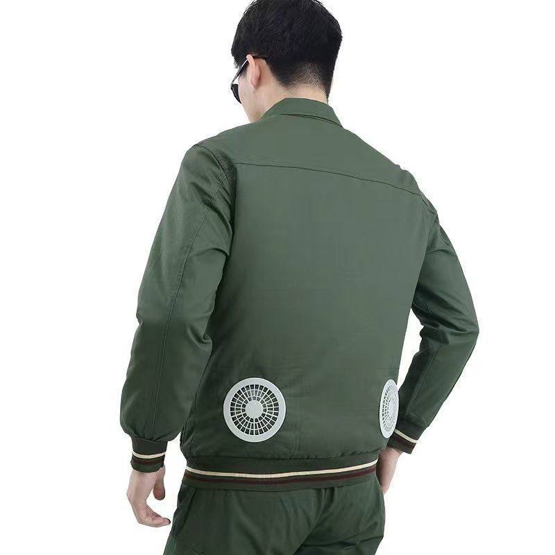 濮祥夏季降温空j调服风扇服充电制冷劳保工地工作服薄款防暑工装
