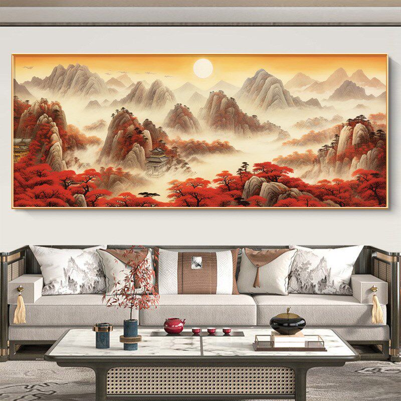 有山无水客厅f装饰画入户进门沙发背景墙挂画办公室大尺寸风景壁