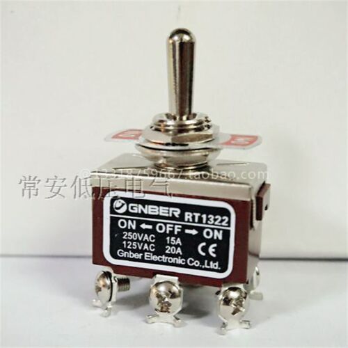 冈本电子GNBER 银触点钮子开关 RT-1322 六脚三档 15A