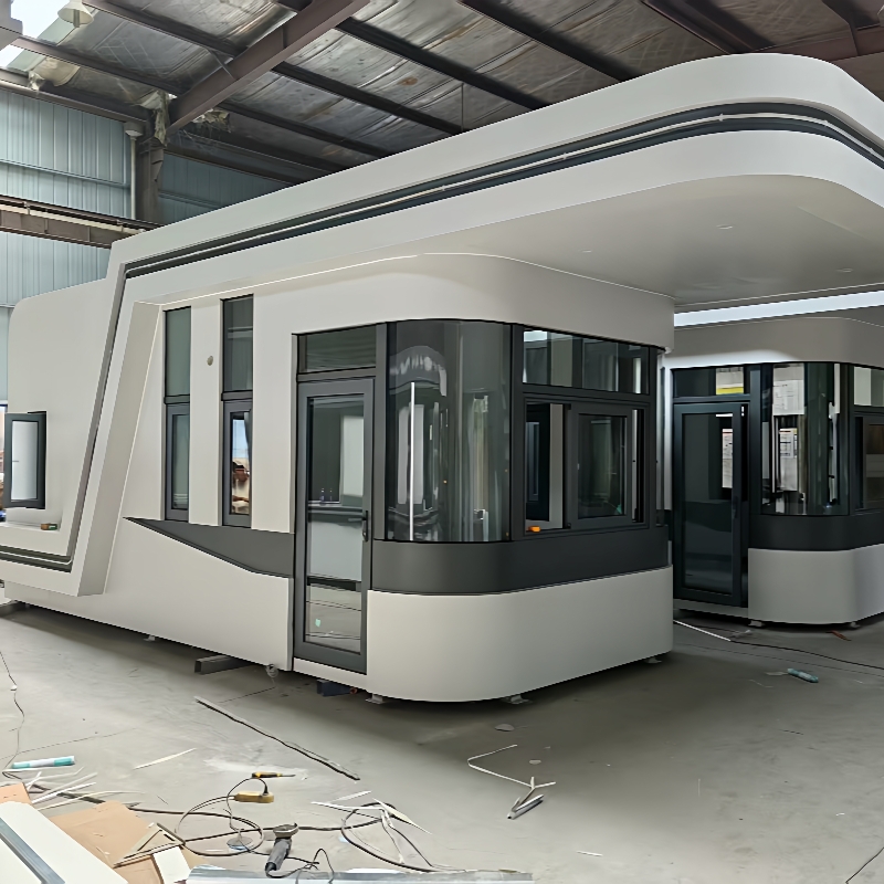 圆弧真石漆门卫室岗亭工厂大门保安值班室带休息室厕所成品门卫房