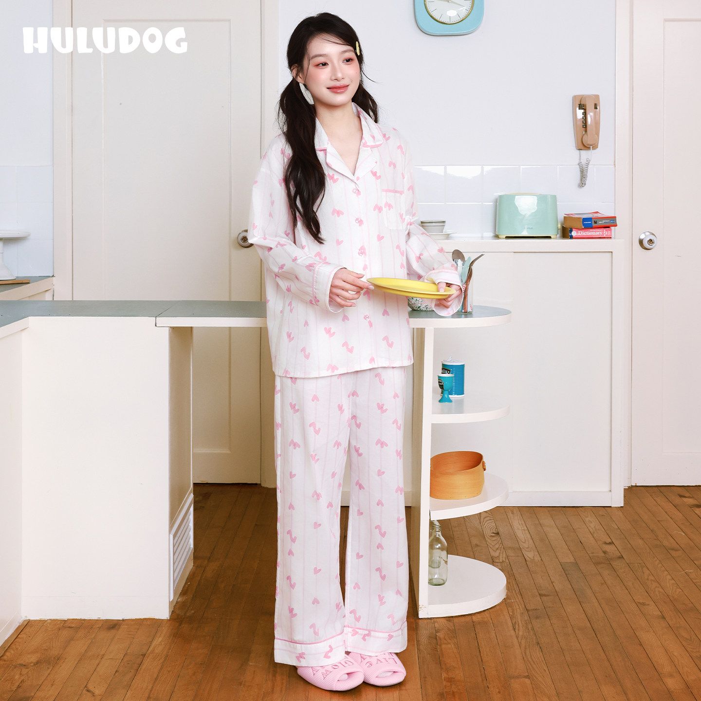 huludog可外穿粉色爱心睡衣套装