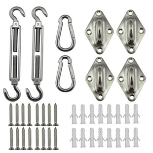 不锈钢304遮阳帆螺丝花篮弹簧扣菱形门扣户外帐篷配件四角套装