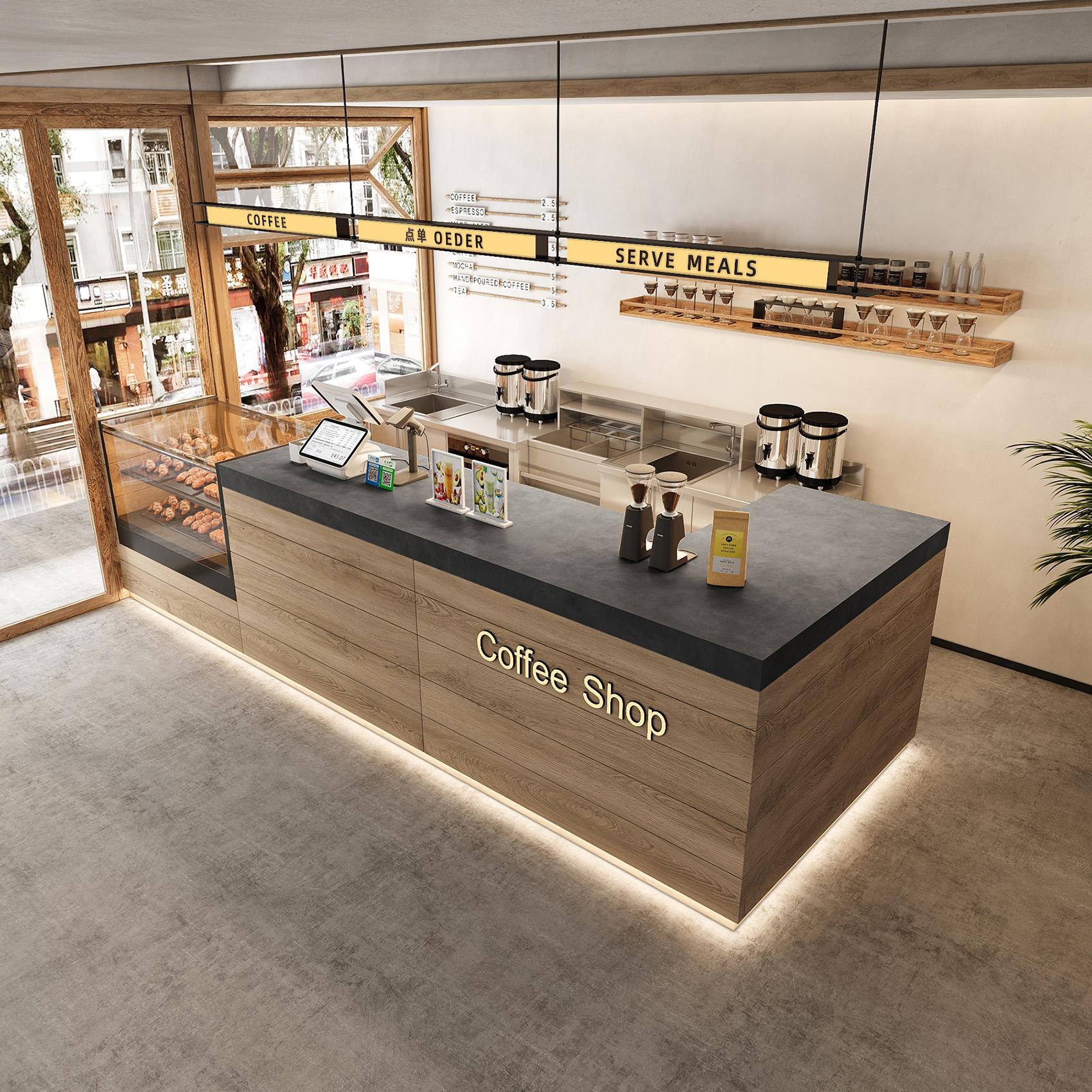 齐家咖啡店收银台面包店吧台蛋糕甜品店前台桌酒店接待台柜台定制