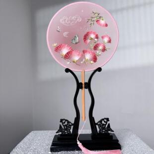 【圆扇系列】苏绣扇合欢花双面绣团扇儿童古风汉代旗袍舞蹈特辑