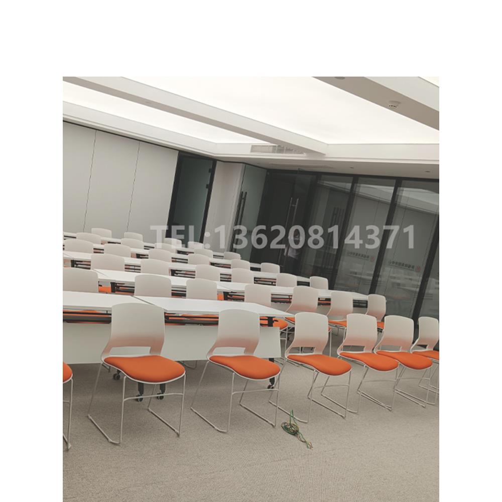实心会议培训椅可叠落无扶手简约弓形洽谈会议室会客靠背办公座椅