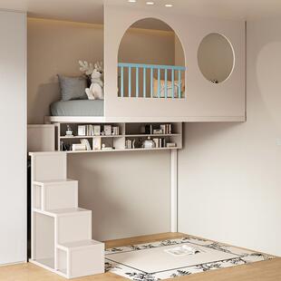 复式高架床上床下桌组合床阁楼式床儿童床互不干扰母子二楼床树屋