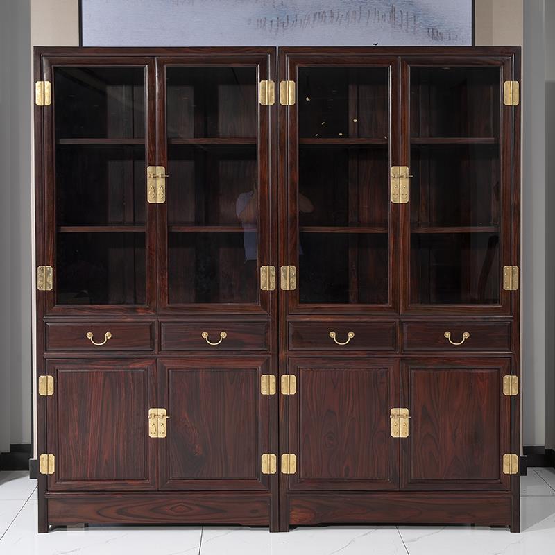 印尼黑酸枝明式书柜阔叶黄檀素面书橱 东阳红木书柜展示柜茶叶柜