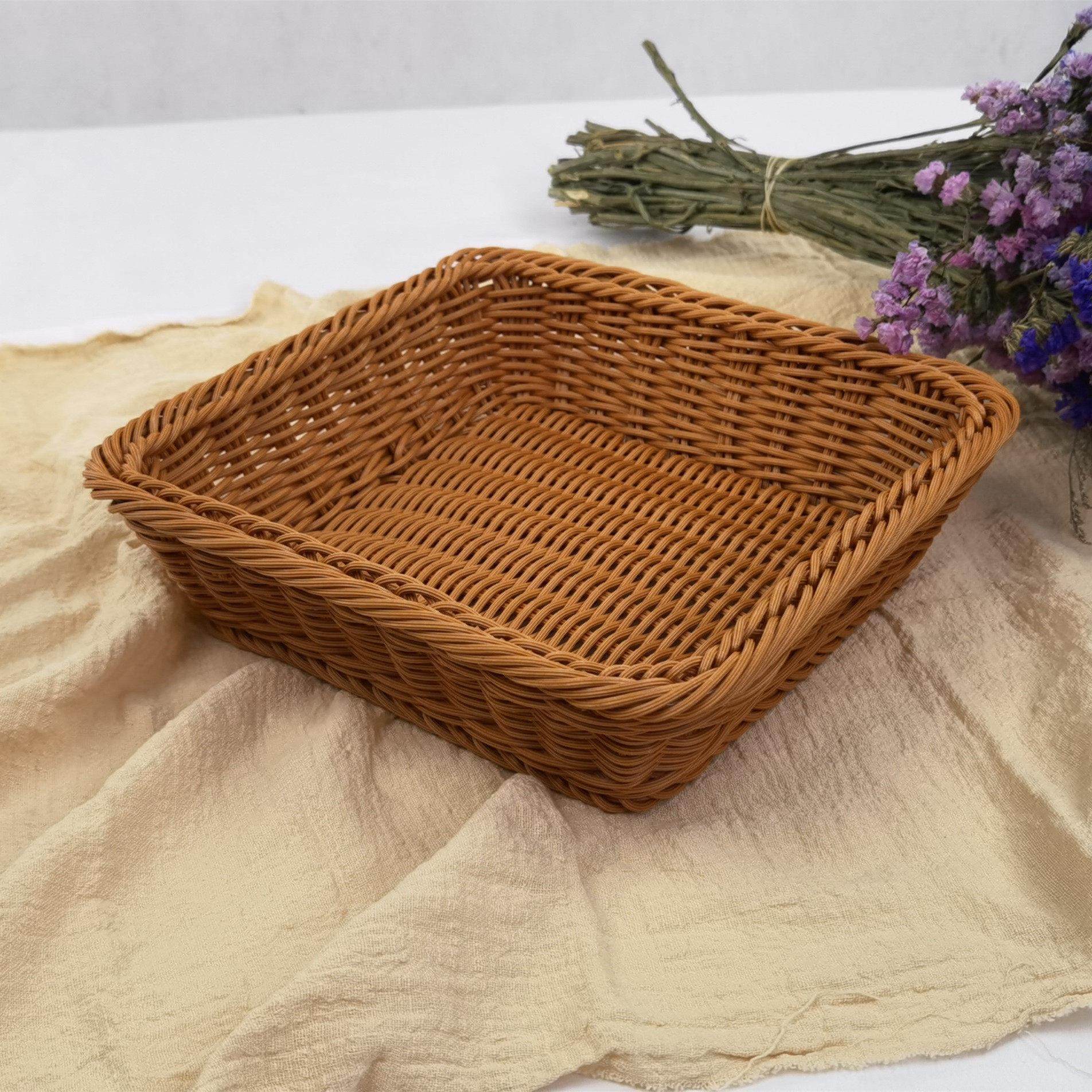 客厅藤编田园风正方形手工果篮水果沥水篮果盘果篓复古收纳筐ins,收纳整理,其他收纳篮,淘宝优惠券,粉丝福利购,淘宝优惠卷