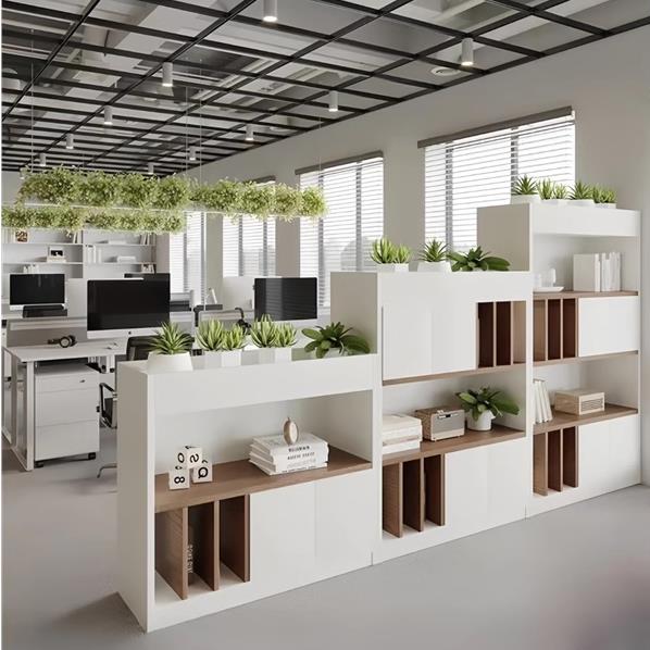 办公室木质隔断柜文件柜储物柜屏风装饰花槽柜置物架工位遮挡边柜