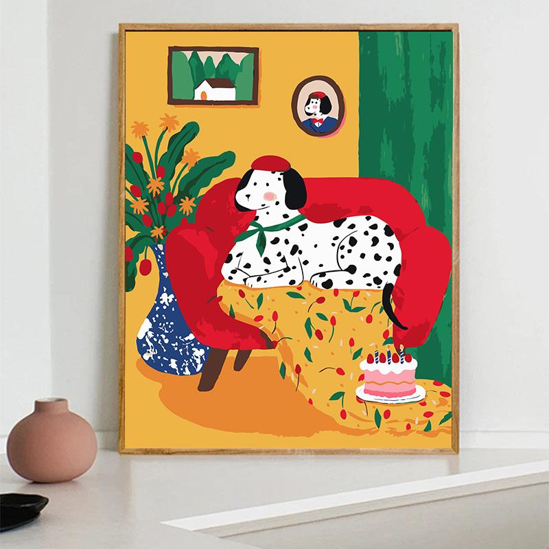 大色块简单数字油画diy填充色治愈系客厅房间装饰画高级感油彩画图片