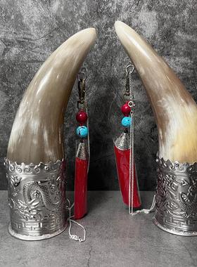 蒙古族特色结盟杯牛角杯天然牛角酒杯白酒杯敬酒杯草原蒙餐餐具