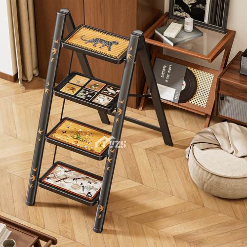 覆古家用折叠梯子伸缩小型人字梯轻便室内加厚多功能爬梯移动步梯