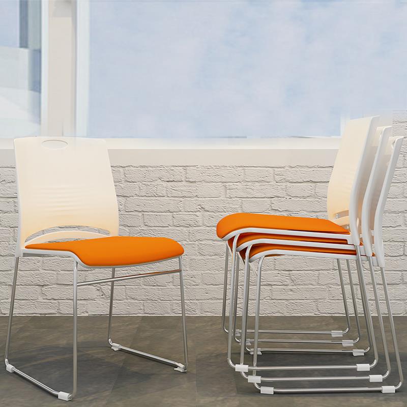 办公椅培训椅简约塑料椅实心钢管弓形会议椅可叠落洽谈椅电脑椅子