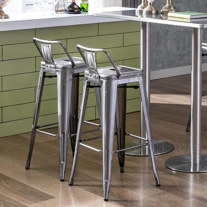 铁艺酒吧椅高脚凳子金属吧凳前台椅时尚简约户外铁皮凳靠背吧台椅