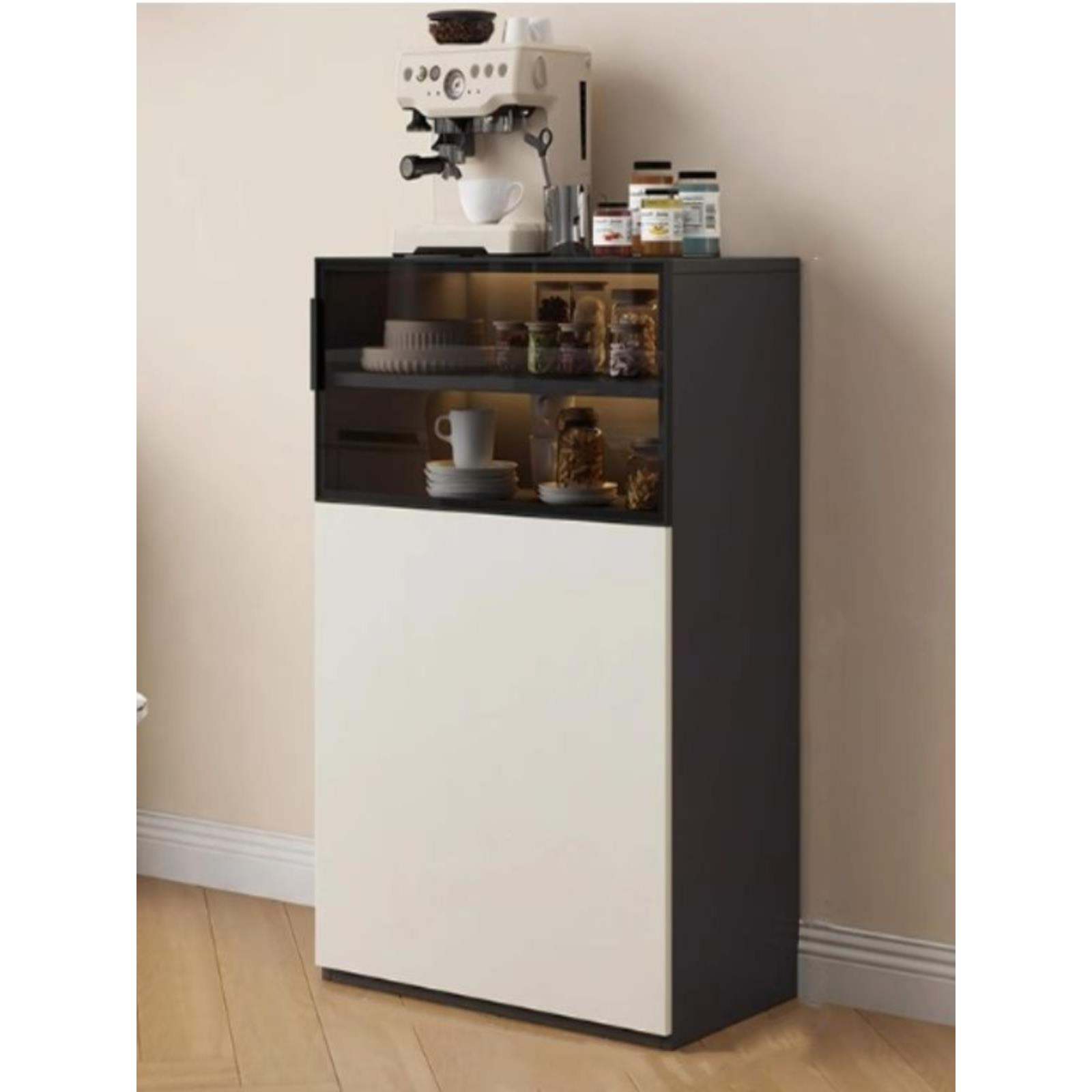 铝合金餐边柜靠墙置物客厅茶水吧台桌扫地机器人收纳柜玻璃玄关柜