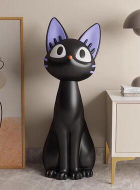 艺术大型客厅电视柜沙发旁落地黑猫咪装饰品搬家礼物开业装饰摆件
