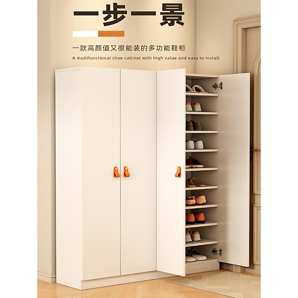 实木简约现代松木对开门定制鞋柜家用防水多层大容量加高鞋柜