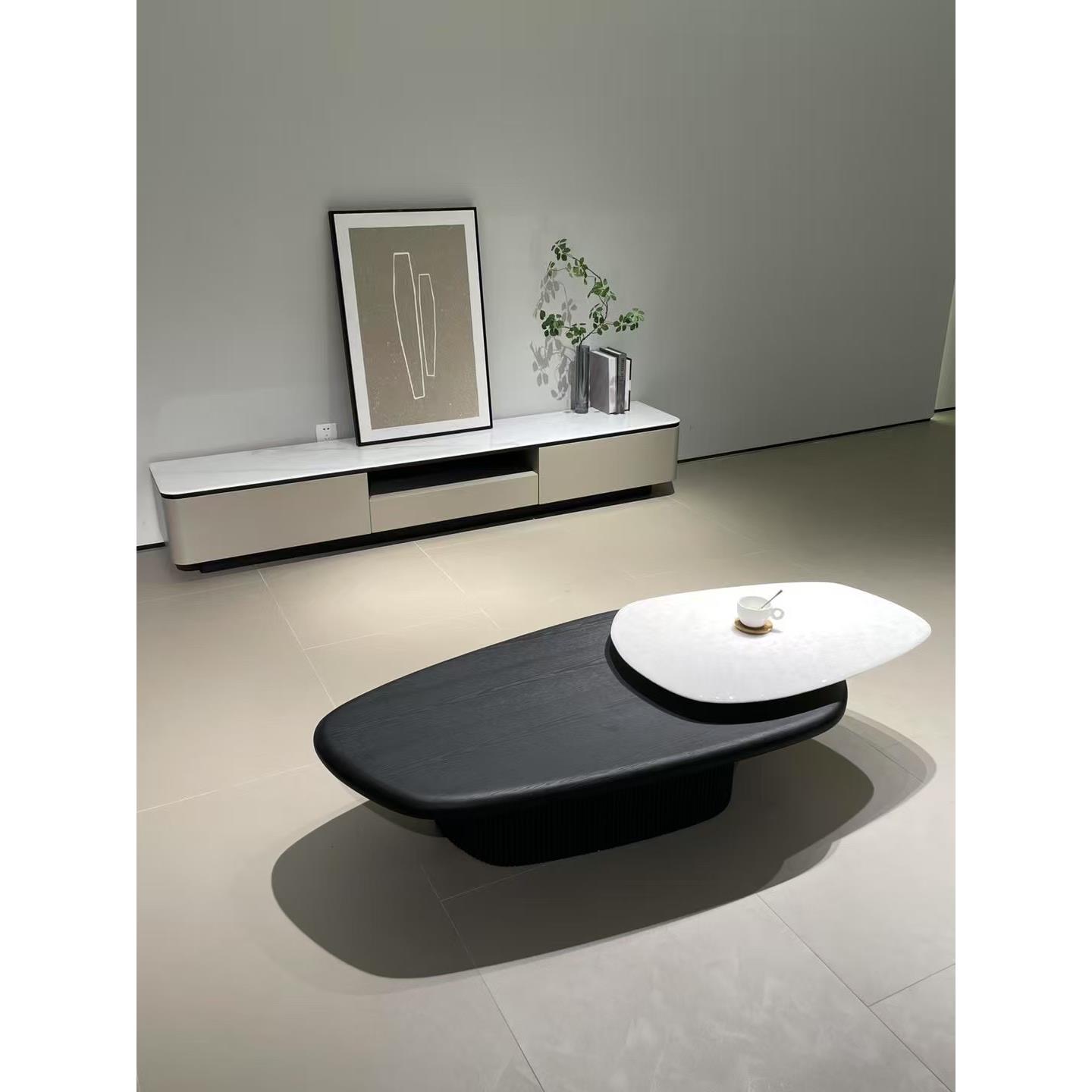 佛山极简茶几电视柜组合小户型家用客厅大小茶几沙发茶几伸缩椭圆