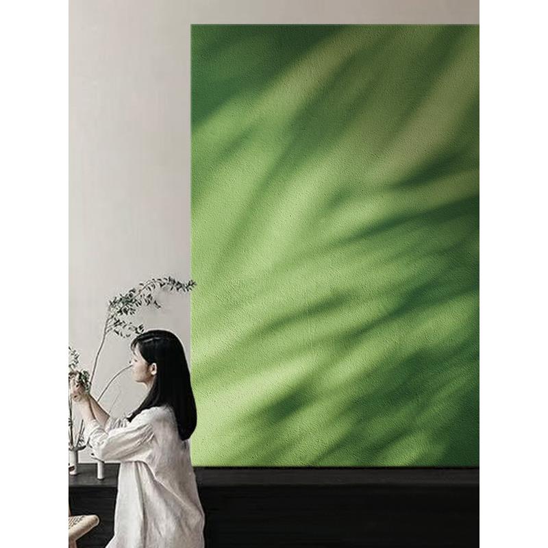 光影艺术手绘油画肌理画青绿色客厅沙发背景墙装饰画餐厅卧室壁画图片