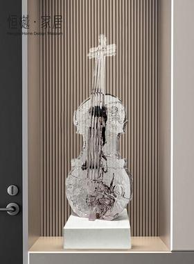 简约小提琴艺术雕塑落地摆件轻奢高档客厅玄关酒柜电视柜软装饰品