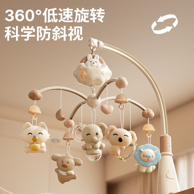 新生婴儿床铃f0-1岁3-6个月幼儿玩具旋转床头摇铃汽车挂件件悬挂