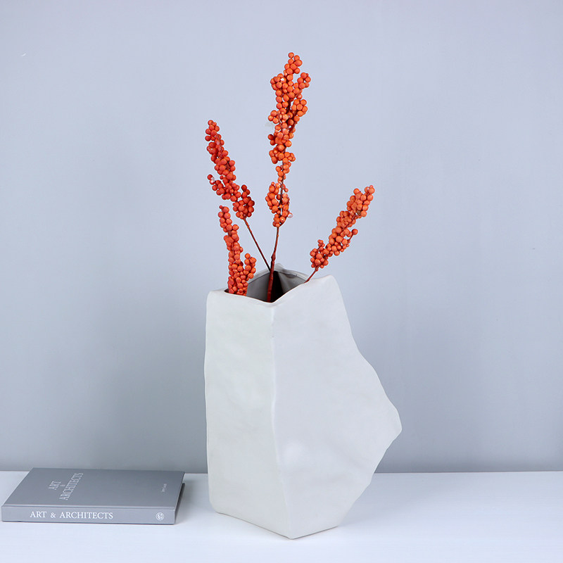 极简素烧白色陶瓷花器现代台面花瓶摆件家居N客厅玄关装饰品干花