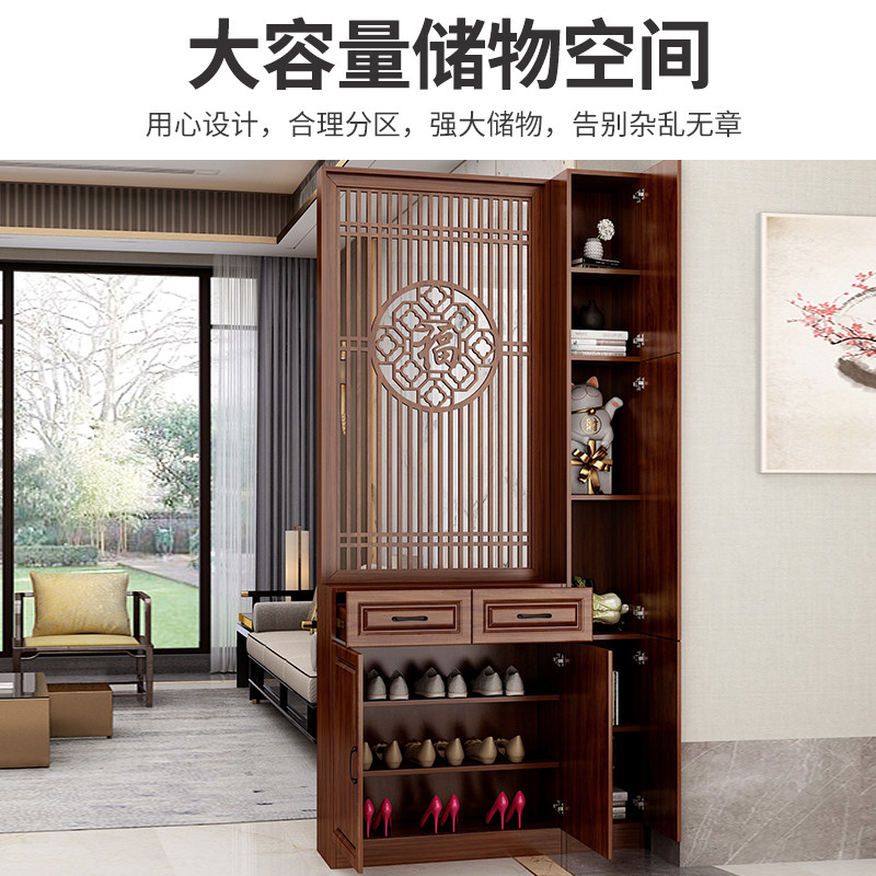 新中式屏风隔断h客厅入户玄关进门客厅遮挡简约现代镂空装饰柜靠