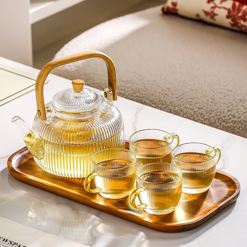 日式玻璃煮茶壶耐高温花茶壶花茶杯套装围L炉煮茶壶花草水果泡茶