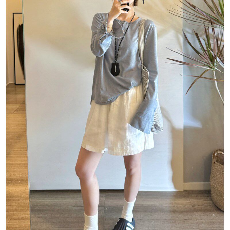 白色奶芙休闲短裤女夏季薄款大码胖mm梨形身材宽松显瘦冰丝五分裤