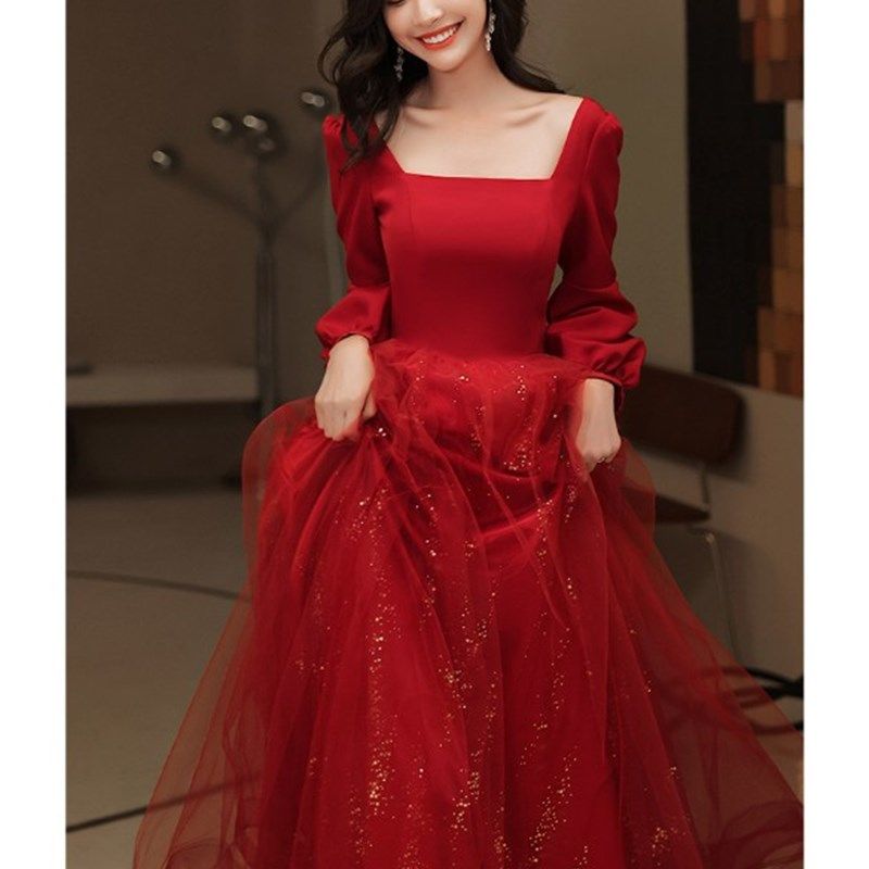 敬酒服新娘2024新款红色夏季订婚气质长款仙气结婚晚礼服裙女回门