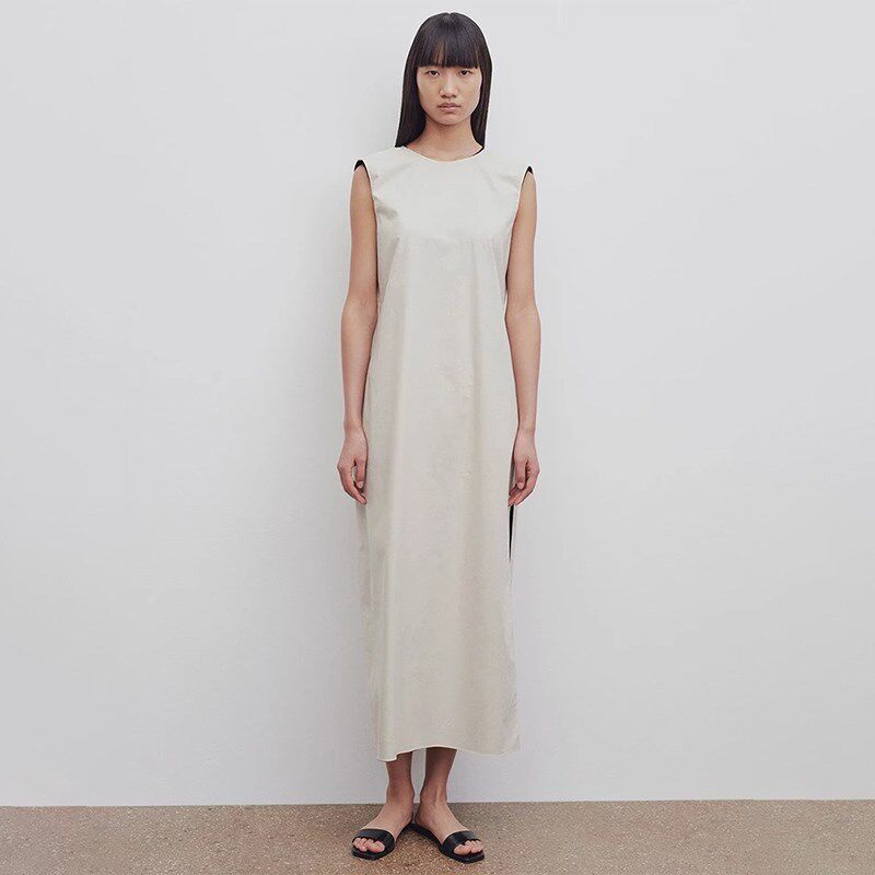ROW 两件套连衣裙女2024春夏新款无袖中长款背心开叉吊带裙子女装