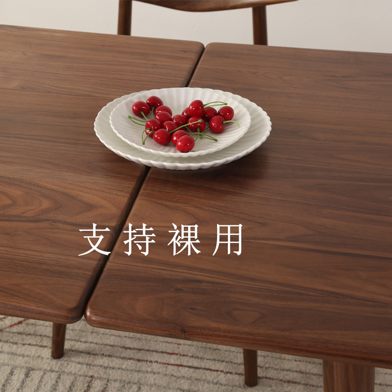 北美黑胡桃实f木伸缩餐桌原木折叠桌长方形饭桌可加长小户型抽拉