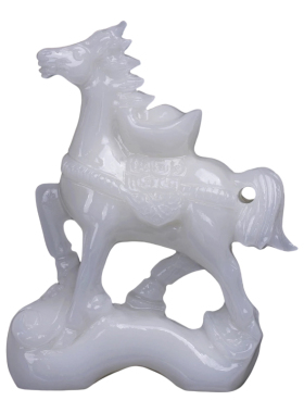 马摆件天然阿富j汗白玉马上有钱生肖马客厅玄关办公室装饰开业礼