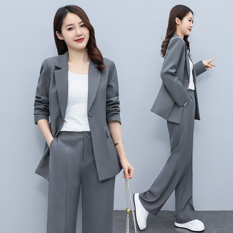2024春秋季套装炸街职业西装女休闲英伦风韩版时尚阔腿裤西服外套